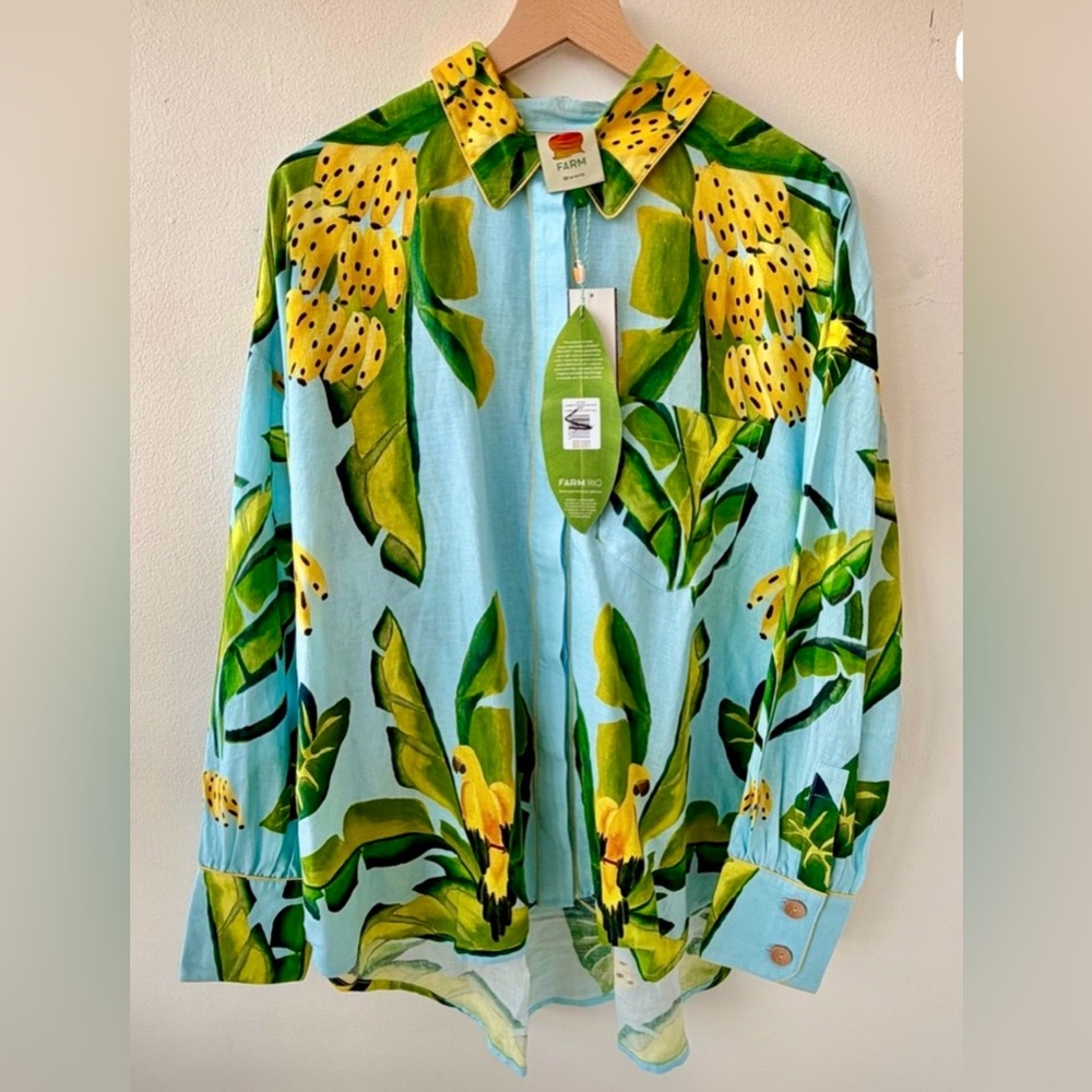 FARM Rio
Summer Foliage Scarf Blue Shirt -